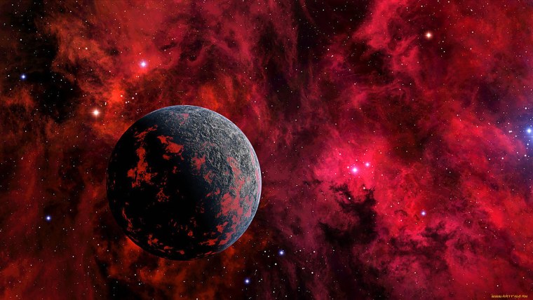 Красная туманность в космосе