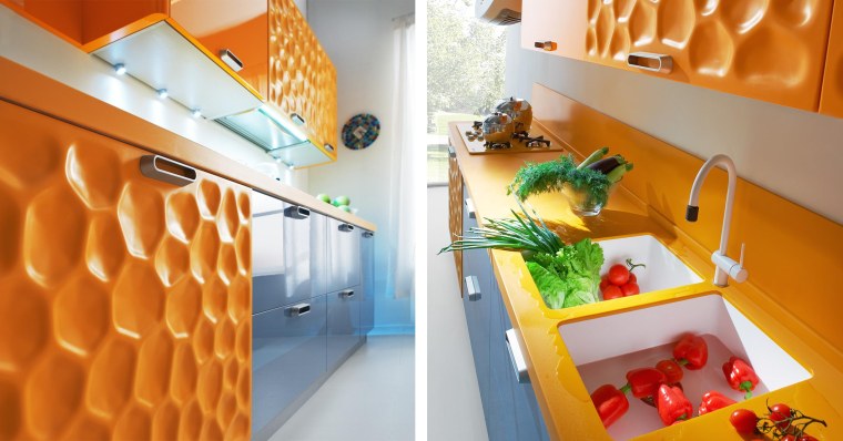 Оранжевые кухонные гарнитуры