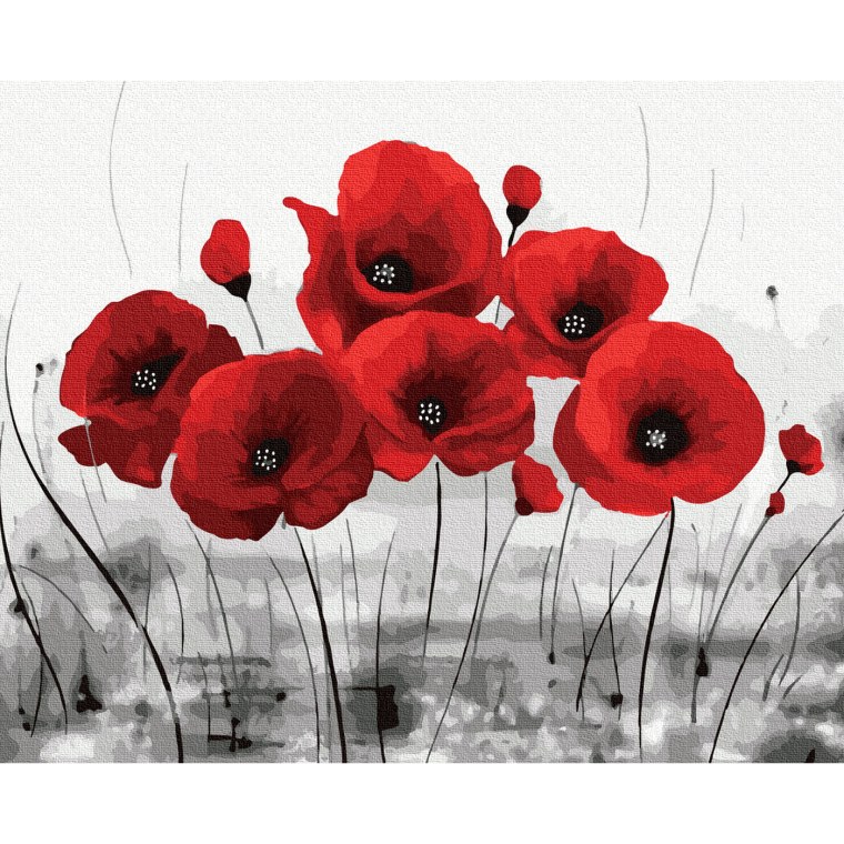 Картина по номерам красные маки