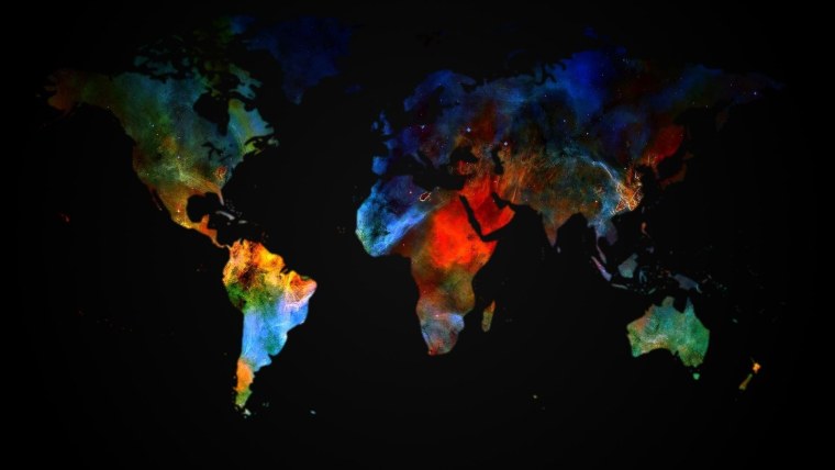 Карта мира на черном фоне