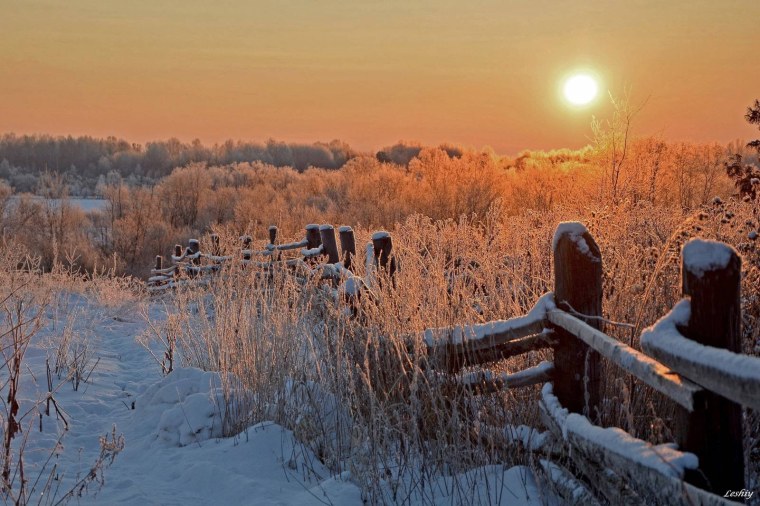 Морозное утро в деревне