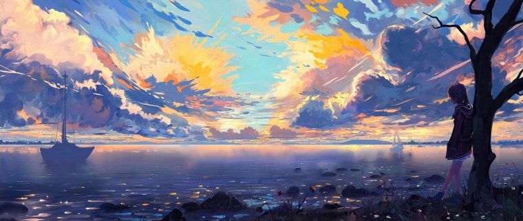 Аниме девушка со спины