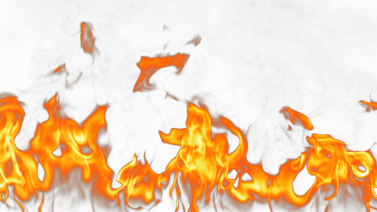Огонь на белом фоне