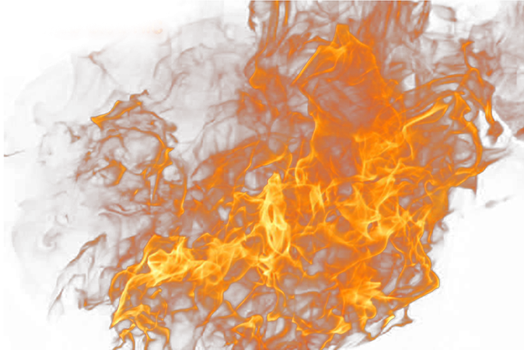 Пламя огня на белом фоне