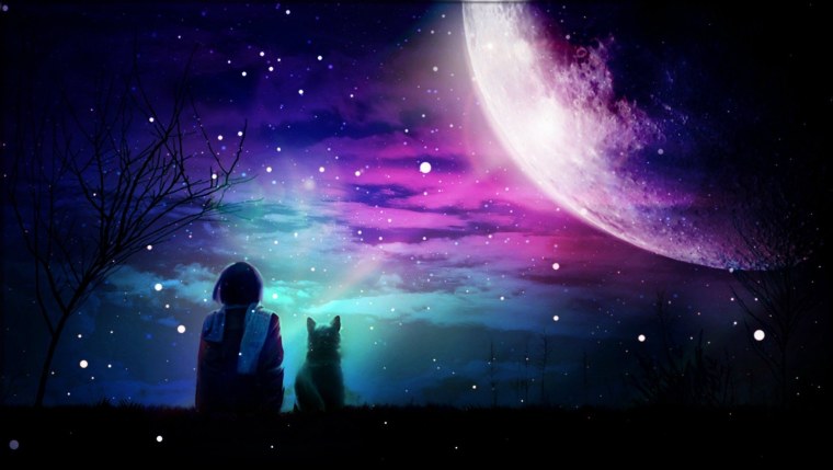 Человек на фоне космоса