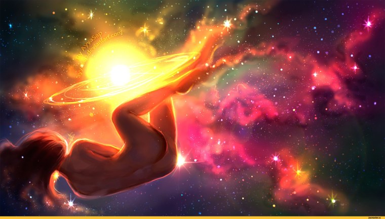 Девушка и звездное небо