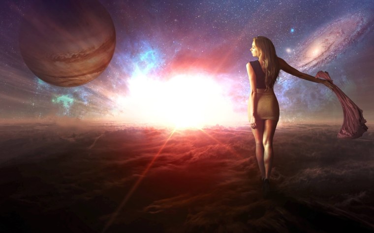 Человек на фоне космоса