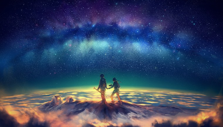 Очертания женщины в космосе