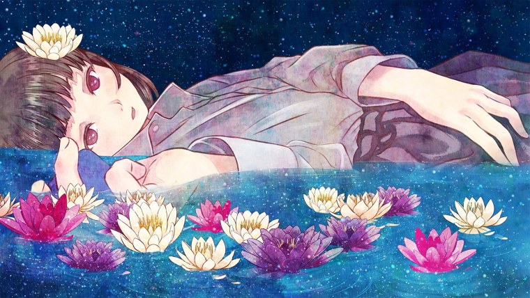 Лежит в цветах арт