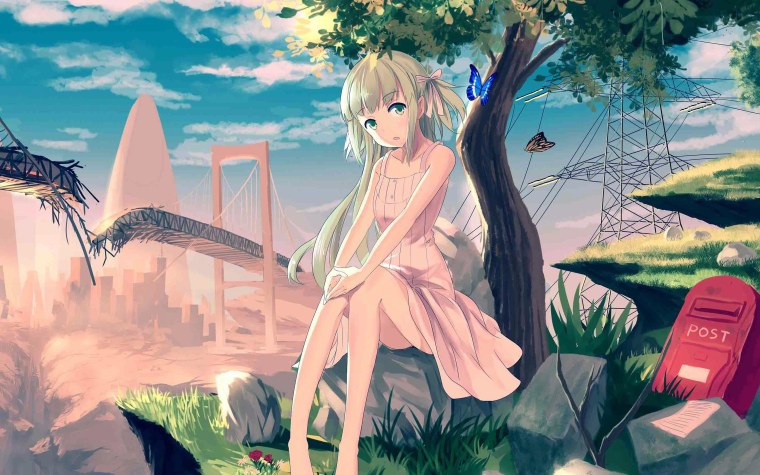 Аниме девушка на острове