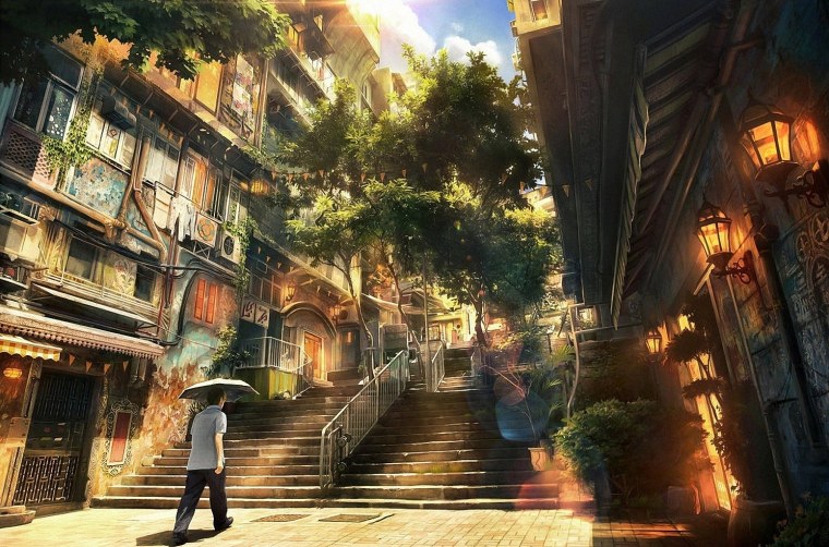 Фэнтези город аниме