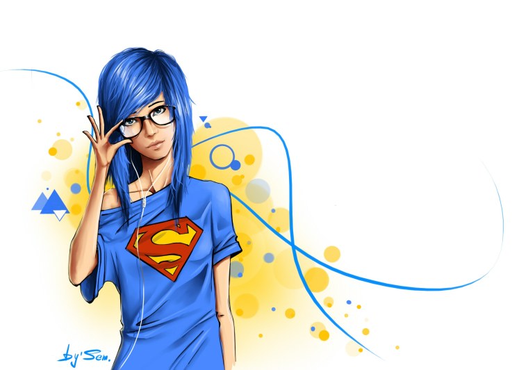 Хатсуне Мику с голубыми волосами