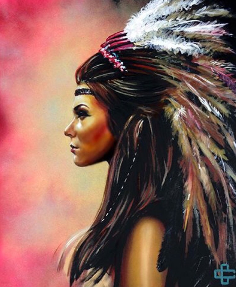 Девушка индеец в профиль