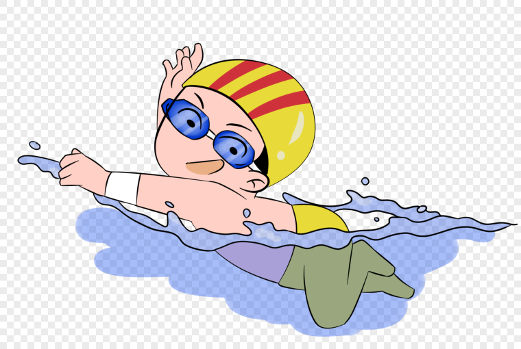 Дети пловцы на прозрачном фоне