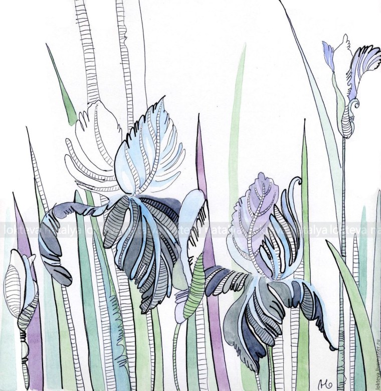 Стилизованные цветы Графика