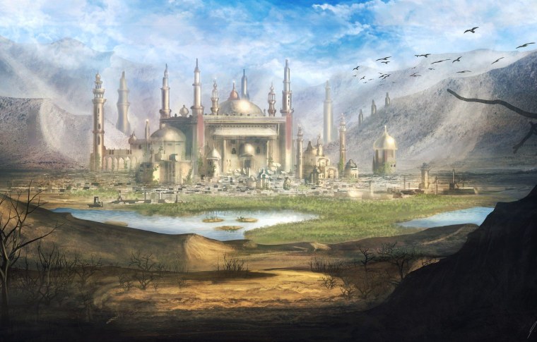 Оазис пустыни арт фэнтези