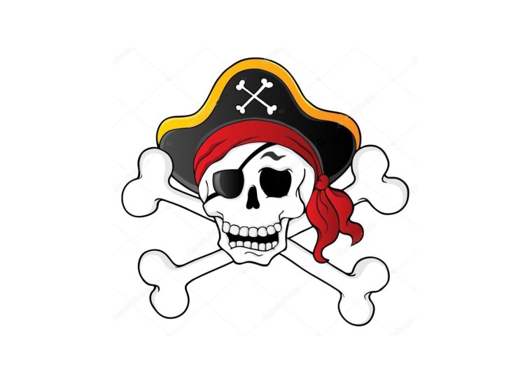 Пиратский череп в красной бандане