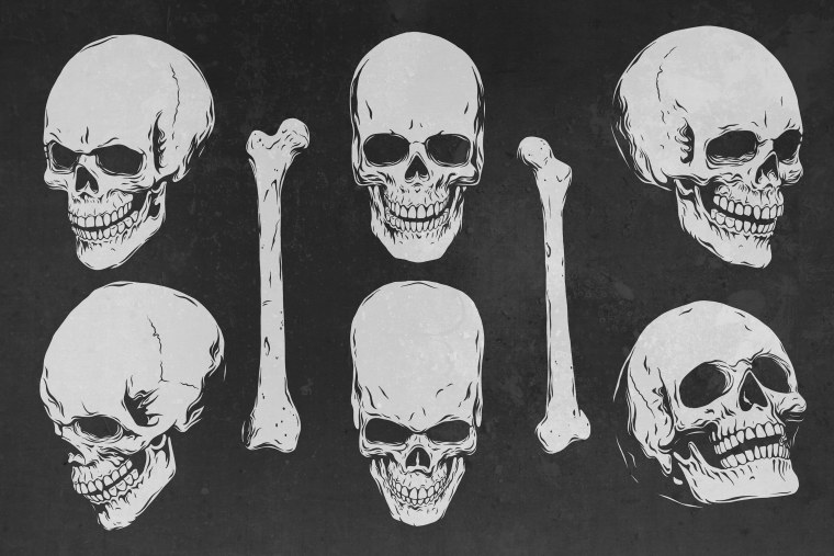 Череп с костями на ткани