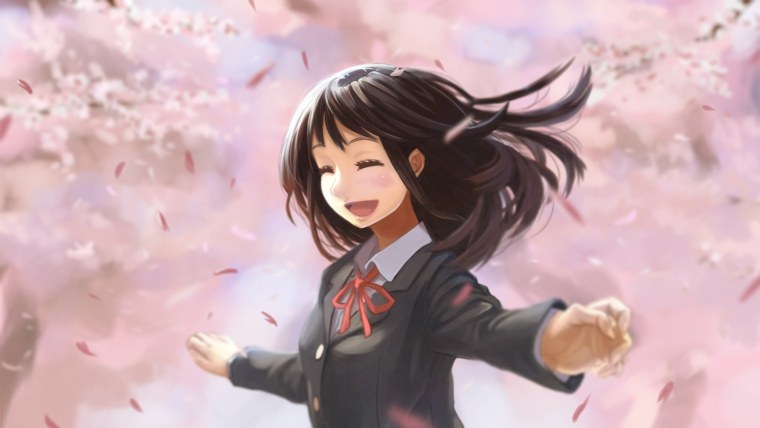 Аниме девушка радостная