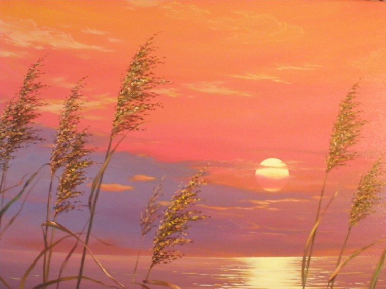 Пейзаж маслом закат