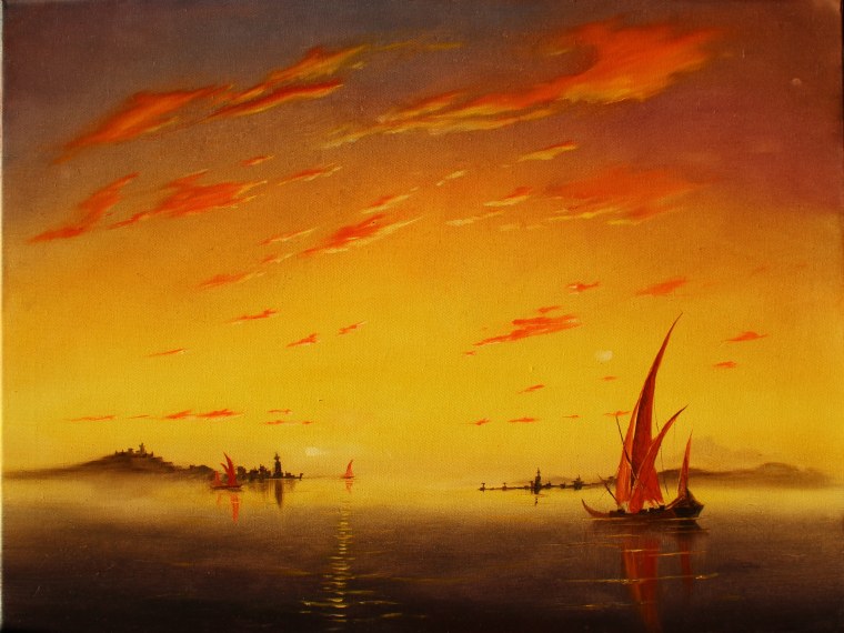 Закат солнца живопись