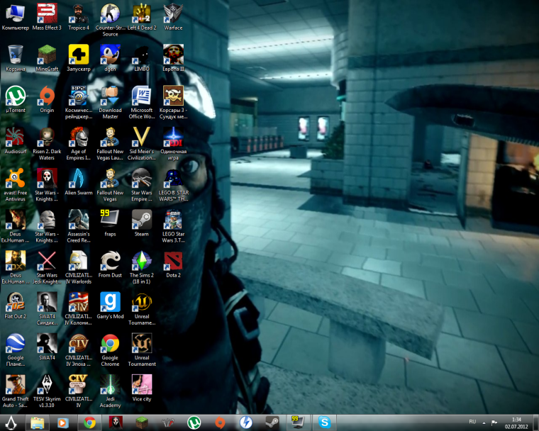 Рабочий стол с ярлыками игр