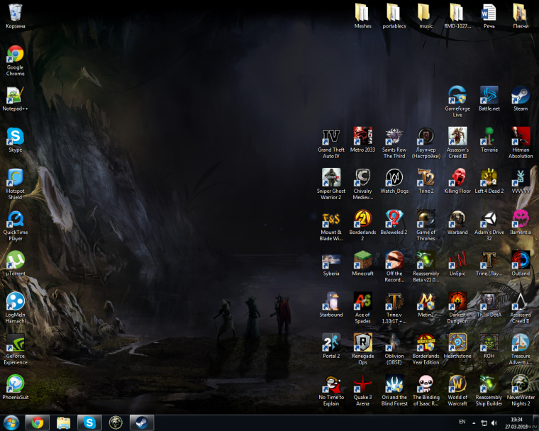 Рабочий стол с ярлыками игр