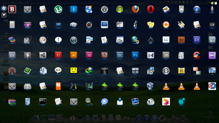 Много папок на рабочем столе