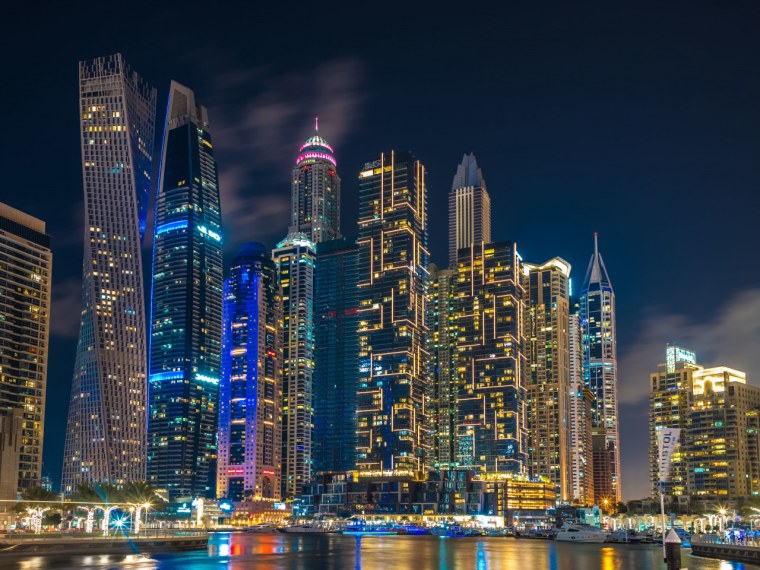Ночной Дубай Марина 8к
