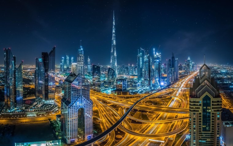 Дубай Марина небоскребы ночью