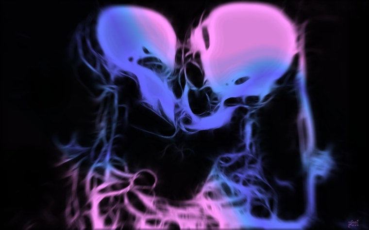 Разбитый неоновый череп