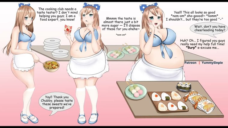 Fat anime girls Weight gain откармливание Comics