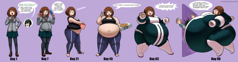 Chubby belly аниме Weight gain girl