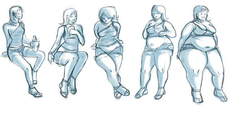Толстые девушки аниме набирают вес
