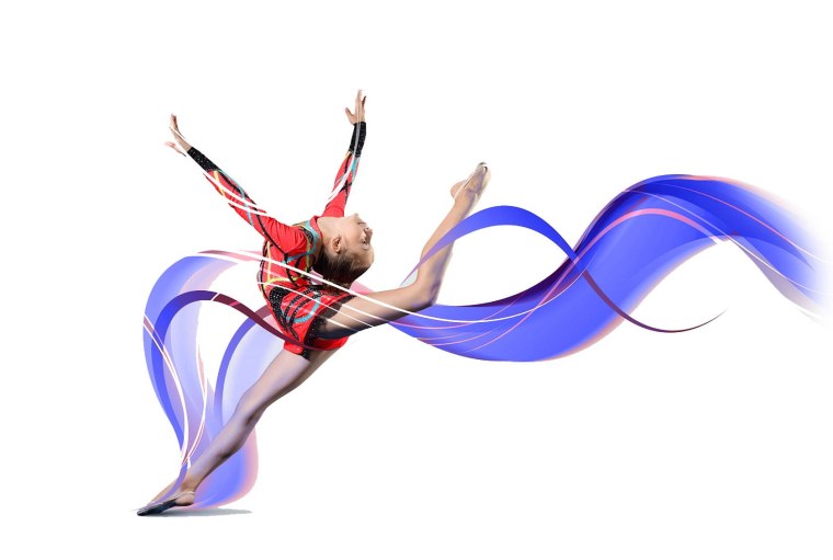 Девушка гимнастка с лентой