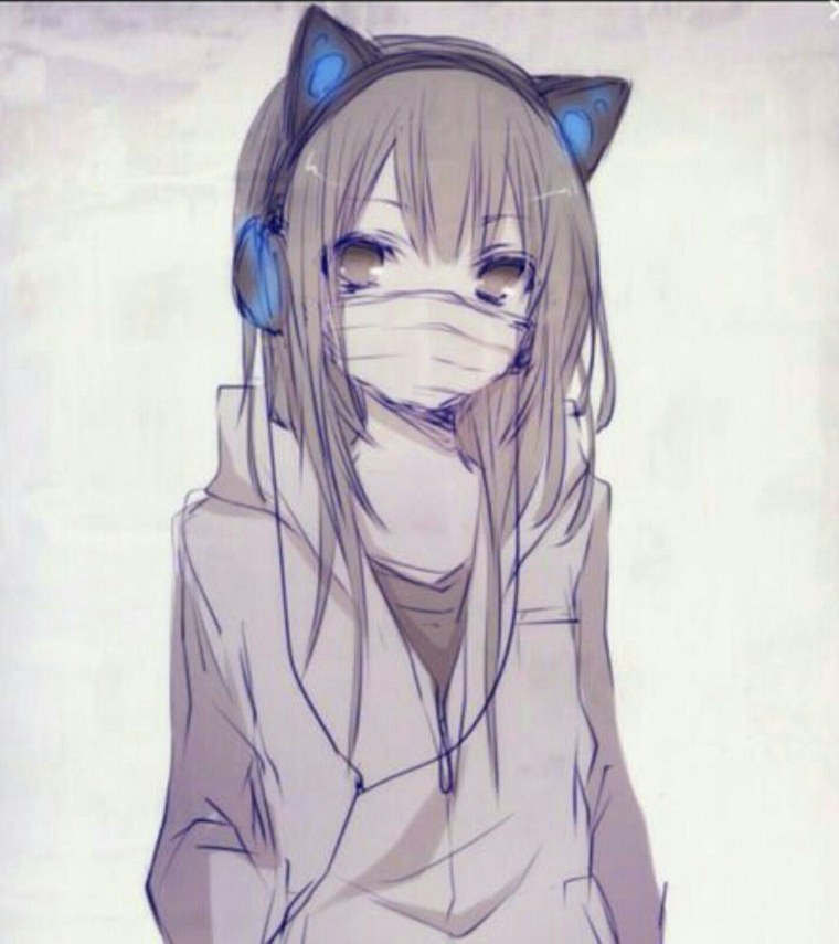 Аниме девочка с маской кошки