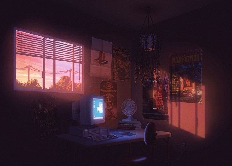 Аниме фон комната вечером