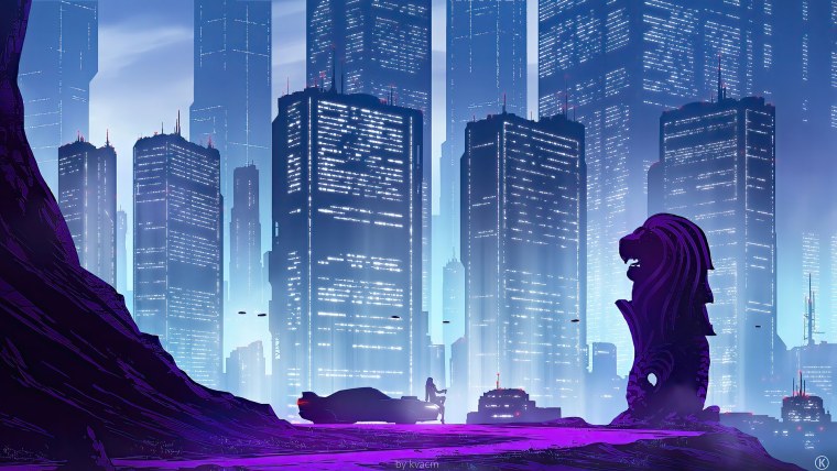 Синтвейв арты в фиолетовом