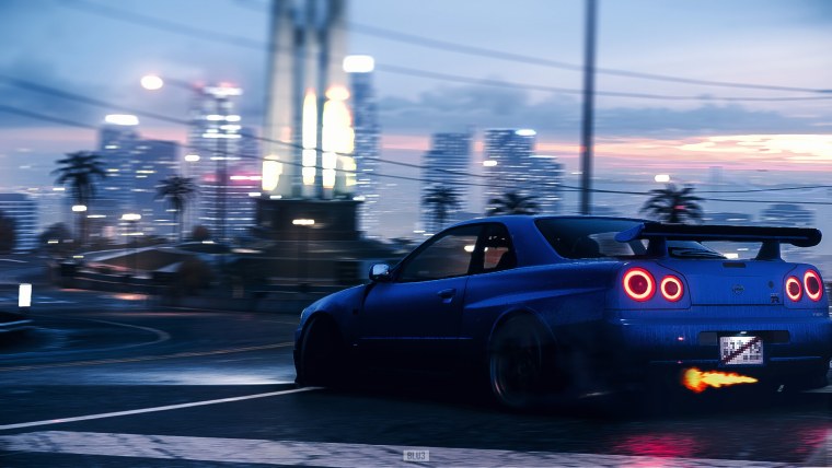 Ниссан Скайлайн GTR 34 ночь