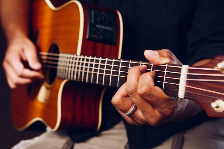 Гитарист с акустической гитарой