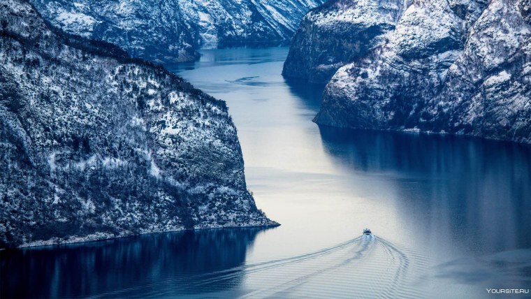Зима Норвегия Фьорд Гейрангер
