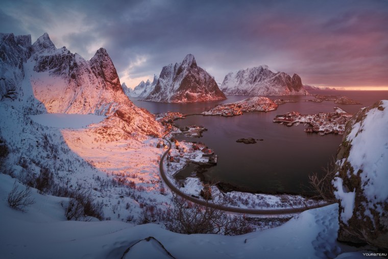 Скандинавия Лофотенские острова рассвет