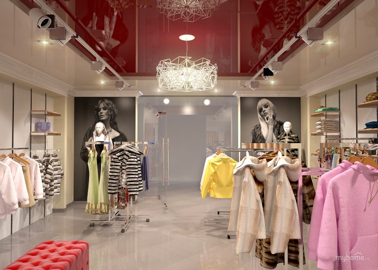 Интерьер магазина женской одежды 30 кв