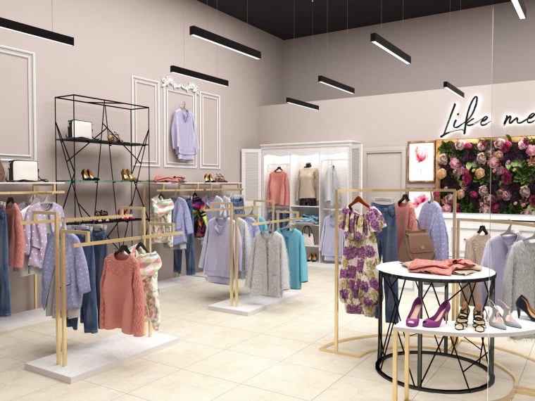 Интерьеры магазинов одежды пастельные