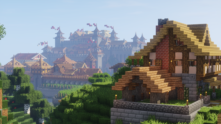 Красивая деревня в майнкрафт