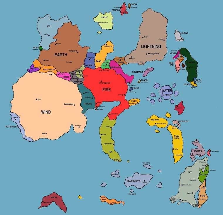 Карта мира Наруто подробная