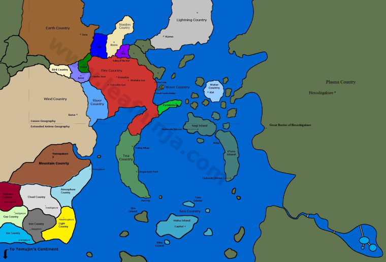Карта мира Наруто в полную величину