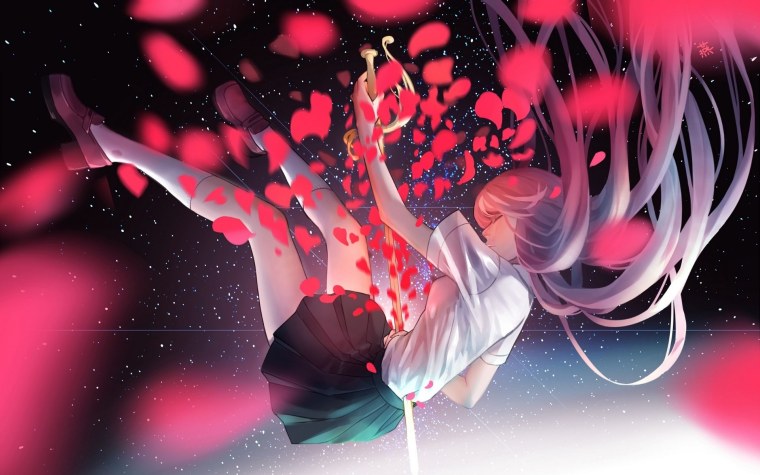 Аниме девушка падает