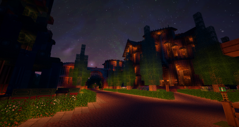 Майнкрафт шейдеры ночь деревня