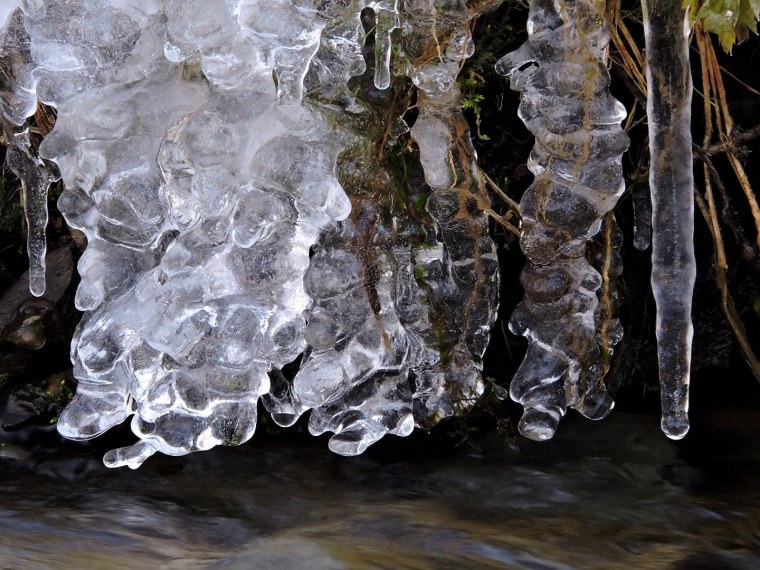 Ледяные цветы на белой